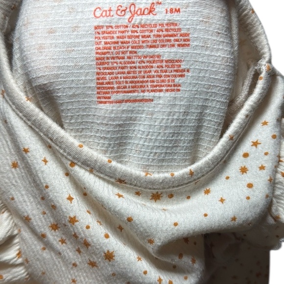 Cat & Jack Baby Girl Long Sleeve Cream Star Print Dress Size 18 Months - Picture 6 of 6